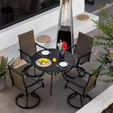 Sour Citrus Round Outdoor Metal Patio Dining Table with Umbrella Hole, Weather-Resistant Table for Poolside, Garden - Photo 6