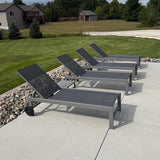 PURPLE LEAF Patio Chaise Lounge Set for 4 Outdoor Pool Lounge Chairs with Adjustable Backrest and Side Tables Aluminum - Photo 1