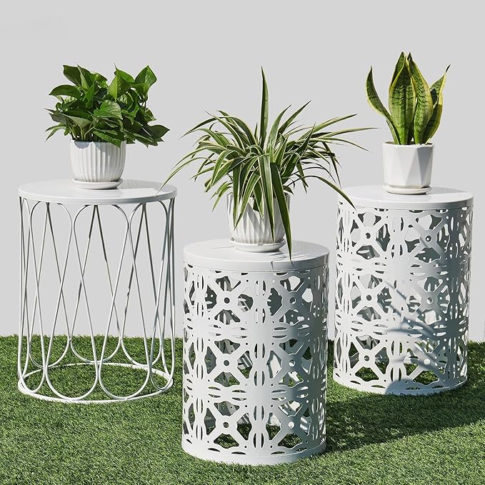Y&M Set of 3 Stacking Coffee Table for Living Room, Round Metal Coffee Table, Indoor End Tables - Photo 1