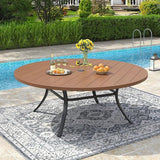 VICLLAX 63" Outdoor Patio Dining Table for 8-10, Metal Round Table with Umbrella Hole for Deck Lawn Garden Backyard - Photo 7