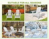Foldable Adirondack Chairs - All-Weather Lawn & Patio Chairs with Wide Armrests, Solid Wood, 350 Lbs, White - Photo 7