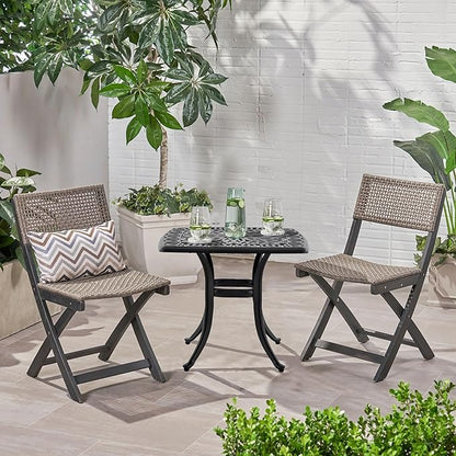 Outdoor 21" Cast Aluminum Square Side Table Set of 2 End Table for Patio, Backyard, Pool, Indoor Companion, Easy Maintenance and Weather Resistant, Black