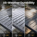 118" Aluminum Patio Dining Table with Umbrella Hole, Rectangle All-Weather Outdoor Table for 10 Slatted Design for Lawn - Photo 4