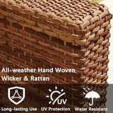 WiberWi Outdoor Couch, All Weather Patio Sofa with Acacia Wood Legs, PE Wicker Outdoor Furniture Deep Seating - Photo 5