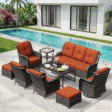 9 Piece Outdoor Wicker Patio Furniture Set, Patio Chairs Set with Thickened Olefin Cushions, High Back and Deep Seating - Photo 9