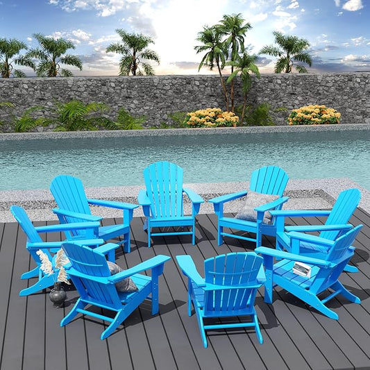 WestinTrends Dylan Outdoor Adirondack Chair (Set of 8), Pacific Blue