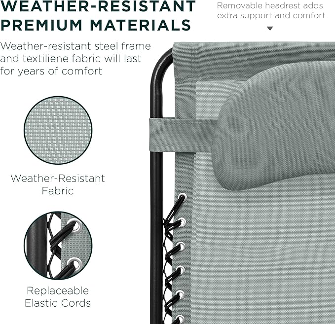 Best Choice Products Oversized Zero Gravity Chair, Folding Outdoor Patio Lounge Recliner w/Cup Holder Accessory Tray, Pillow - Stardew