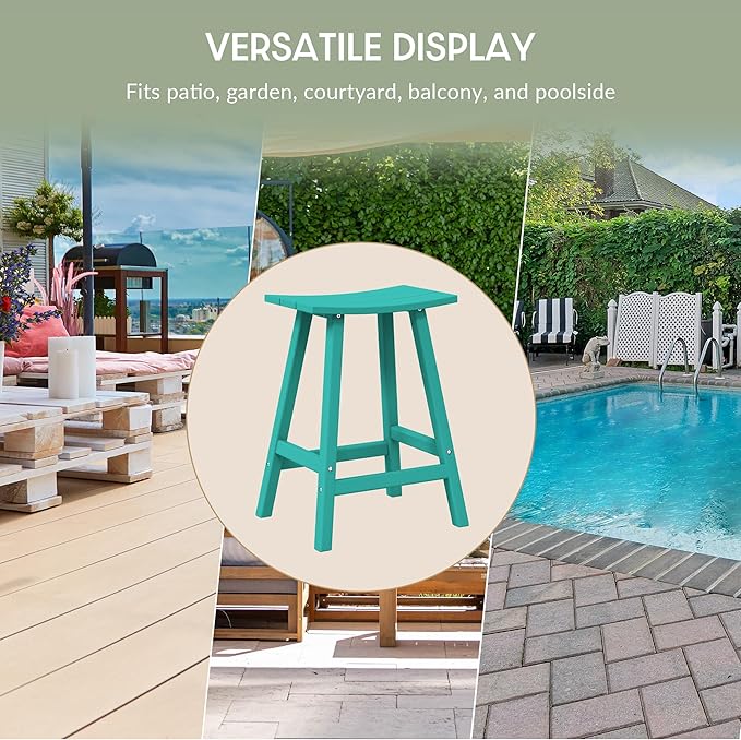 WestinTrends Malibu 2 Piece Set of 24 Height Outdoor/Patio Saddle bar stools, Turquoise