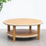 Cambridge Casual Seaside Wood Outdoor Coffee Table, Natural Teak/All-Weather Wicker - Photo 3