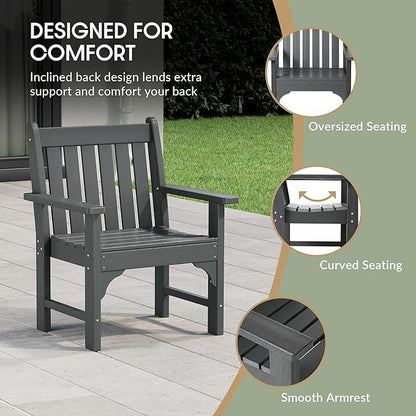 WestinTrends Malibu Outdoor Patio HDPE Adirondack Dining Arm Chair, Gray