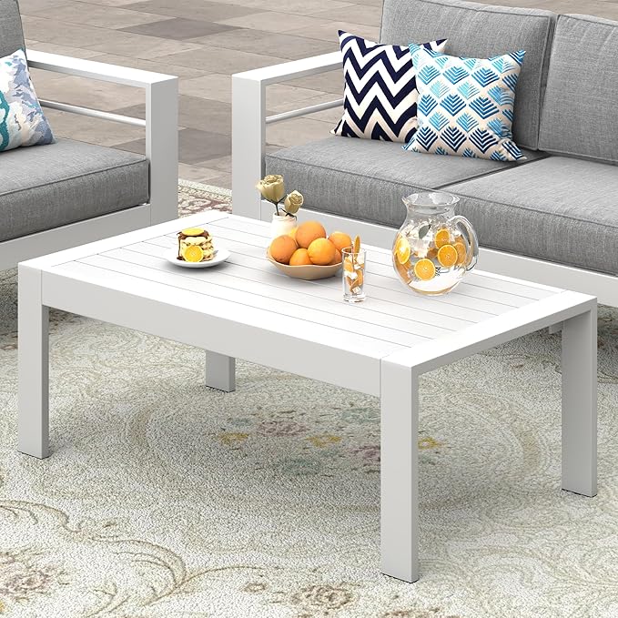 Wisteria Lane Aluminum Outdoor Furniture Patio Coffee Table, All-Weather Outdoor Metal Coffee Table - Photo 1