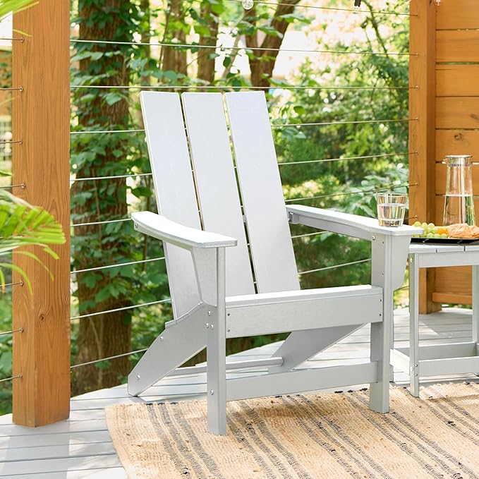 Shine Company Coastal Modern All-Weather Adirondack Chair, White