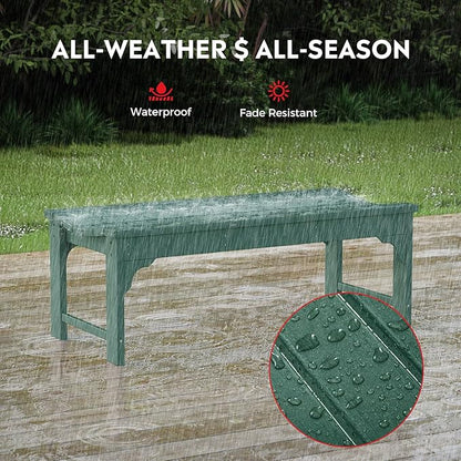 Costaelm Outdoor Benches Weatherproof, All Weather Resistant Park Bench Poly Lumber Backless Garden Bench Seat for Entryway Front Porch, Dark Green