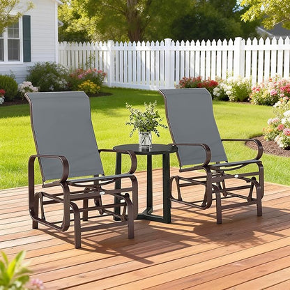 Outsunny Outdoor Glider Chair Set of 2, Gliders for Outside Patio with Smooth Rocking Mechanism and Lightweight Construction for Backyard, Gray