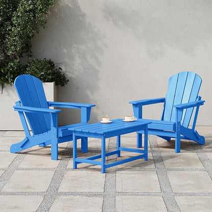 Costaelm Adirondack Conversation Table, HDPE Outdoor Drink Weather Resistant, Outdoor Patio Porch Accent Balcony Table for Pool, Seaside, Backyard, Pacific Blue