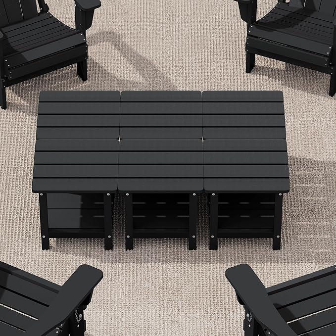 SERWALL Double Adirondack Side Set of 6, Table Rectangular End Table, Black