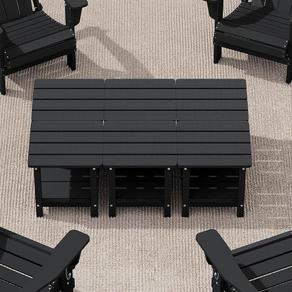SERWALL Double Adirondack Side Set of 6, Table Rectangular End Table, Black