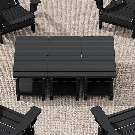 SERWALL Double Adirondack Side Set of 6, Table Rectangular End Table, Black