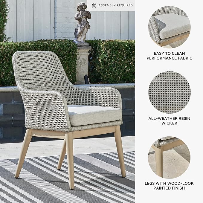 Signature Design by Ashley Seton Creek Cottage Nuvella Weather Resistant Fabric Outdoor Dining Arm Chair with Cushion - Photo 4