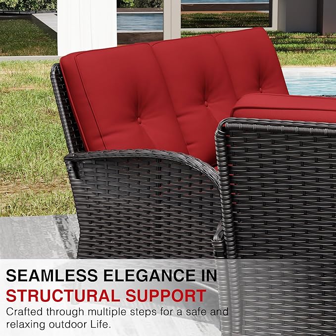 Joyside Wicker Patio Furniture Set, 7 Piece Outdoor Furniture Set with Thickened Cushions, High Back, Deep Seating - Photo 7