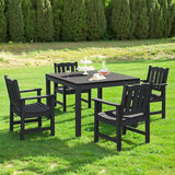 Stoog 5 Pieces Patio Dining Sets, All-Weather HIPS Material & Aluminum Frame Dining Table with Umbrella Hole - Photo 7
