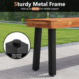 COSTWAY Outdoor Acacia Wood Benches, 2-3 People Backless Garden Benches with Metal Frame for Patio, Deck - Photo 5