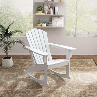 WO WESTIN OUTDOOR HDPE Altura Outdoor Rocking Poly Adirondack Chair, White