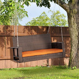 Outsunny 2 Person Wicker Hanging Swing Bench - Photo 2