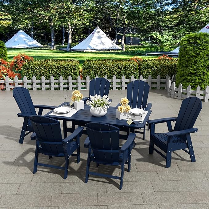 WestinTrends Malibu Outdoor Patio HDPE Plastic Adirondack Dining Chair Navy Blue - Photo 8