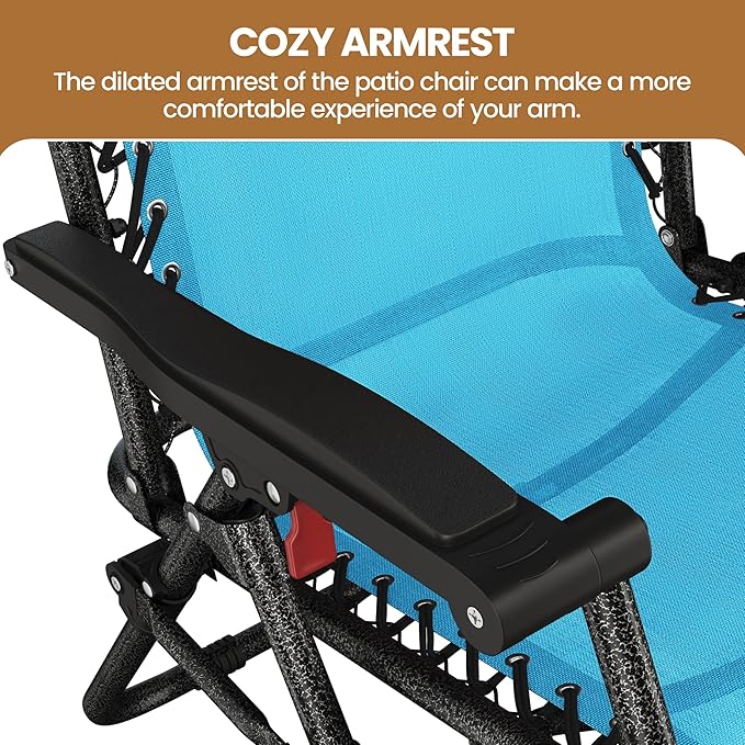 Yaheetech Zero Gravity Recliners Outdoor Adjustable Folding Reclining Lounge Chairs w/Pillows - Photo 6