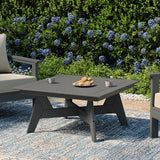 WestinTrends Avalon Modern Low Outdoor Patio Square HDPE Coffee Table, Gray - Photo 1