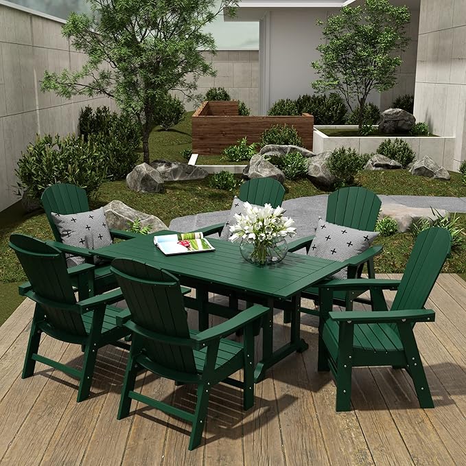 WestinTrends Dylan Outdoor Patio Shell-Back Adirondack Dining Chair Weather Resistant Dark Green