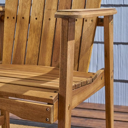 Great Deal Furniture Easter Outdoor Weather Resistant Acacia Wood Adirondack Dining Chairs (Set of 2), Natural Finish