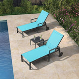 PURPLE LEAF 2 Pieces Outdoor Chaise Lounge Aluminum Patio Lounge Chair with Wheels and Armrests Outdoor Lounge Recliner - Photo 1