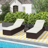 Tangkula Patio Chaise Lounge Set of 2, Outdoor Rattan Lounge Chair with 6-Level Backrest, Comfy Seat Cushion & Headrest - Photo 4