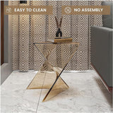 LeisureMod 15.75" Stackable Weather-Resistant Plastic Triangular Side Table - Transparent Amber Accent End Table for - Photo 7