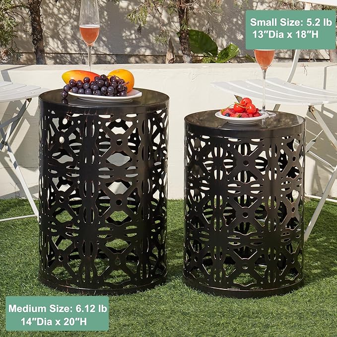 Y&M Set of 3 Patio Side Table for Living Room, Indoor End Tables for Bedroom - Photo 4