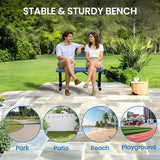 4 Feet Steel Park Bench for Outside, Outdoor Bench with Backrest & Portable Frame, Commercial Benches for Shopping Malls - Photo 4