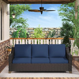 77'' Patio Sofa, All Weather Outdoor Rattan Wicker 3-Seat Sofa High Back Couch with Premium Cushions for Garden - Photo 6