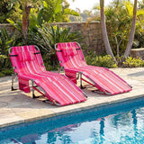 Goplus Tanning Chair with Face Arm Holes, Portable Sunbathing Chair w/4-Level Backrest, Head Pillow - Photo 2