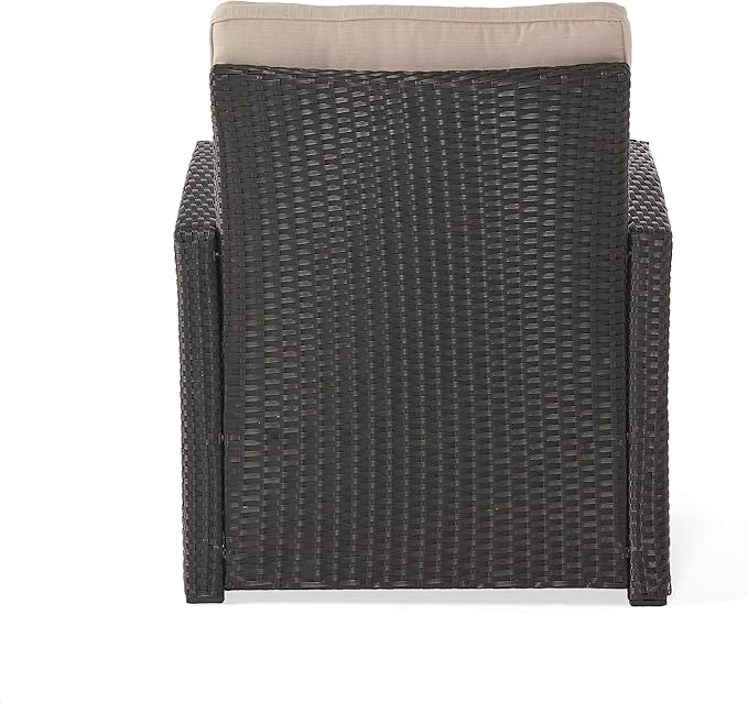 Christopher Knight Home Sanger Outdoor Club Chair with Cushions - Wicker - Dark Brown/Beige