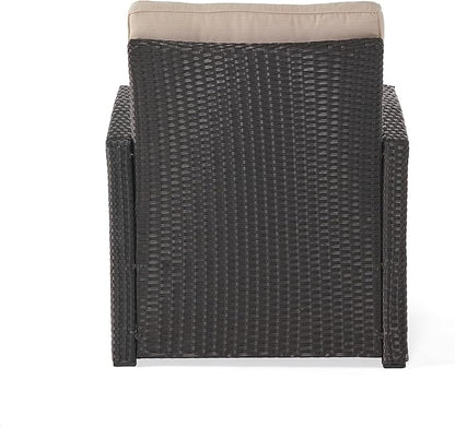 Christopher Knight Home Sanger Outdoor Club Chair with Cushions - Wicker - Dark Brown/Beige
