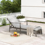 HAPPATIO Outdoor Chaise Lounge - Aluminum Pool Lounge Chair with Adjustable Backrest and Cushion, Curved Armrest - Photo 3