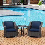 3 Pieces Patio Conversation Furniture Set - 2 Swivel Chairs, 1 Side Table - Photo 5