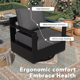 Outdoor Aluminum Furniture Set, 6-Piece Patio Conversation Set, 2 Swivel Chairs, 2 Chairs, 1 Sofa and 1 Table - Photo 5