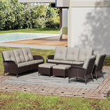 Joyside Wicker Patio Furniture Set, 6 Piece Outdoor Furniture Set with Thickened Cushions, High Back, Deep Seating - Photo 5