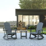 Flash Furniture Set of 2 Savannah Adirondack Rocking Chairs - Commercial Grade All-Weather Gray Poly Resin Wood - Photo 2