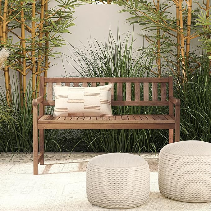Linon Acorn Chandler Finished Acacia Wood Outdoor Bench