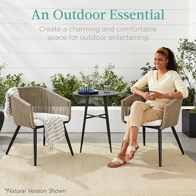 Best Choice Products Set of 2 Patio Dining Chairs, Outdoor Seating for Backyard, Poolside, Balcony w/Woven Wicker Design - Photo 4
