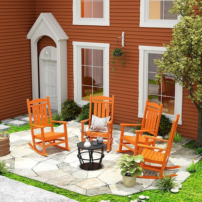 WestinTrends Malibu Malibu Outdoor Patio Poly Classic Porch Rocking Chair (Set of 4), Orange